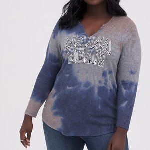 Torrid Tie Dye Long Sleeve Waffle Knit MAMA BEAR Top Plus Size 1X